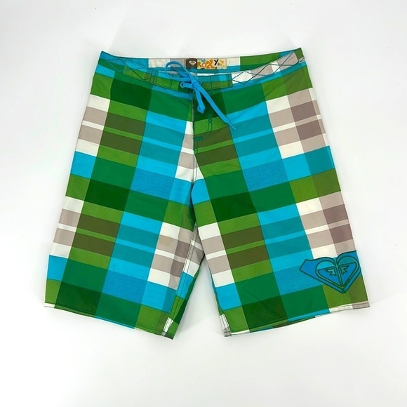 Roxy board shorts Blue & green SZ 3 - Picture 1 of 7